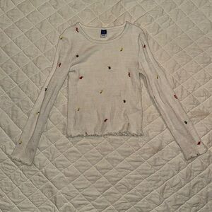 OLD NAVY Cozy Rib Knit Long Sleeve Floral Top Girls M (8)